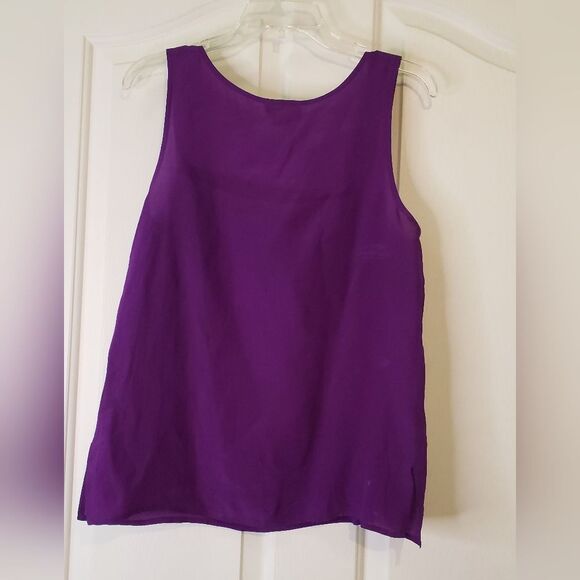 Adam Douglass Silk Purple Sleeveless Top - Picture 2 of 4